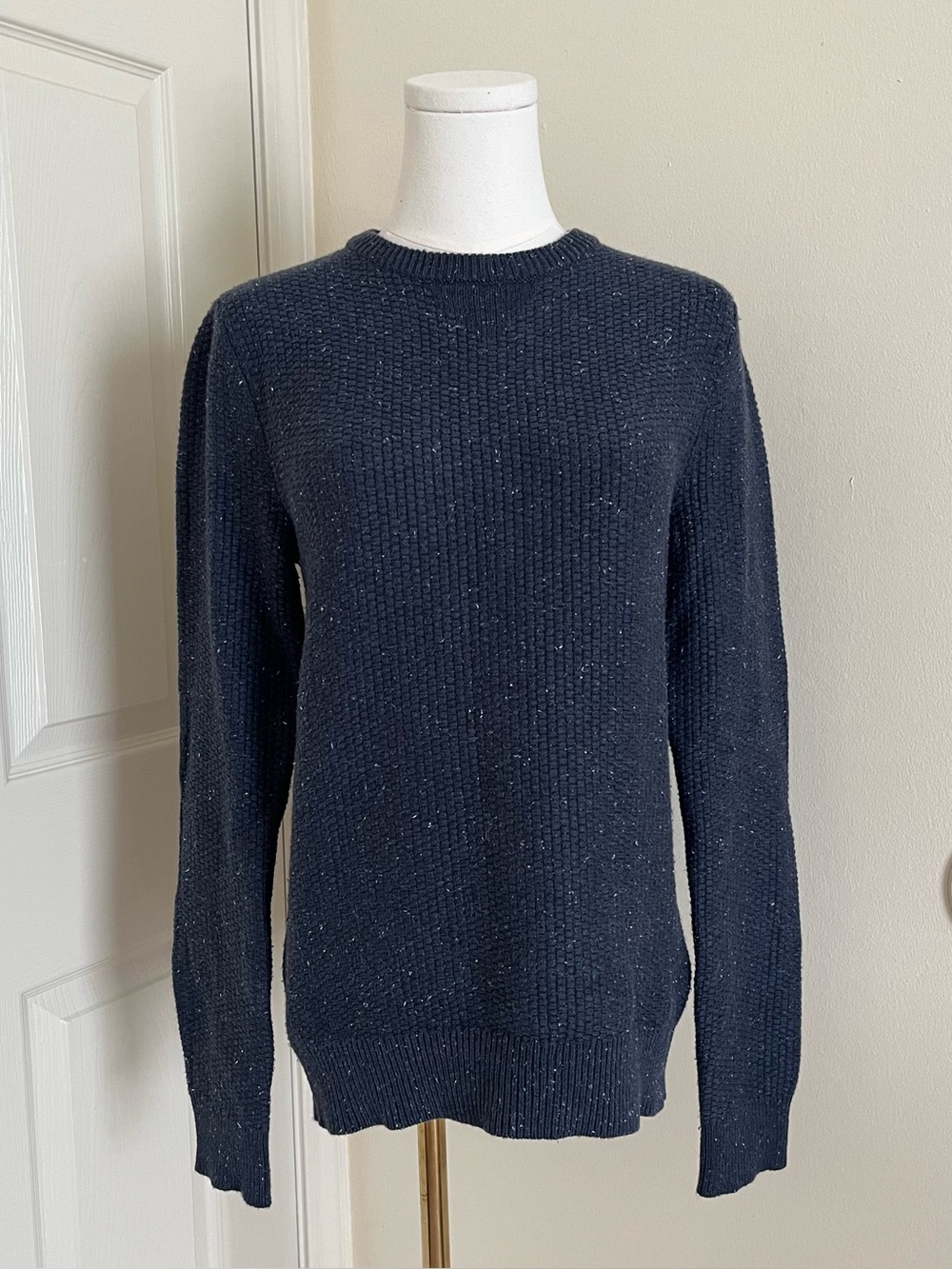 Billy Reid Blue Organic Cotton Crewneck Sweater Mens Size XS Designer Basics